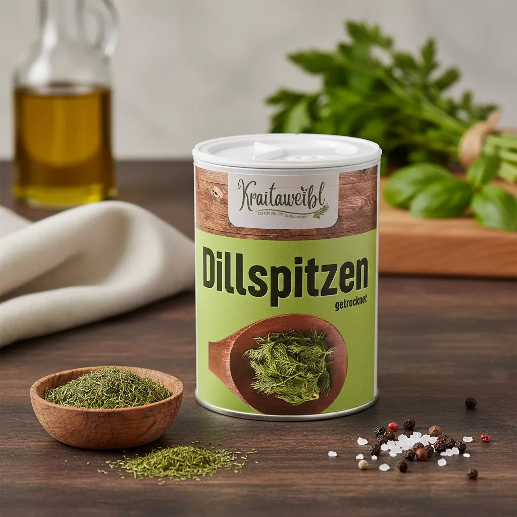 Dillspitzen in Streudose getrocknet